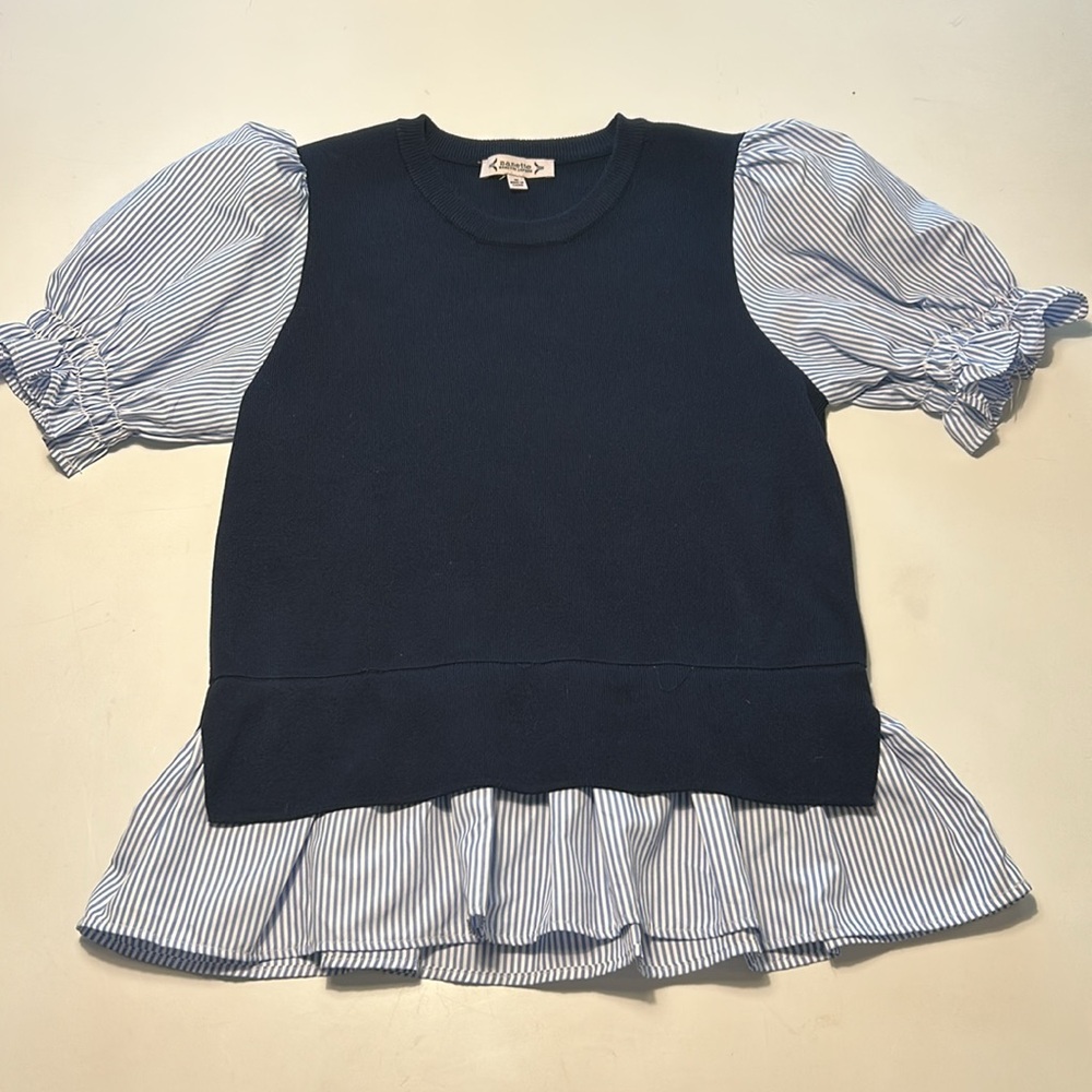 Nanette Lepore Puff Sleeve “Twofer” Lightweight Sweater - Picture 4 of 14